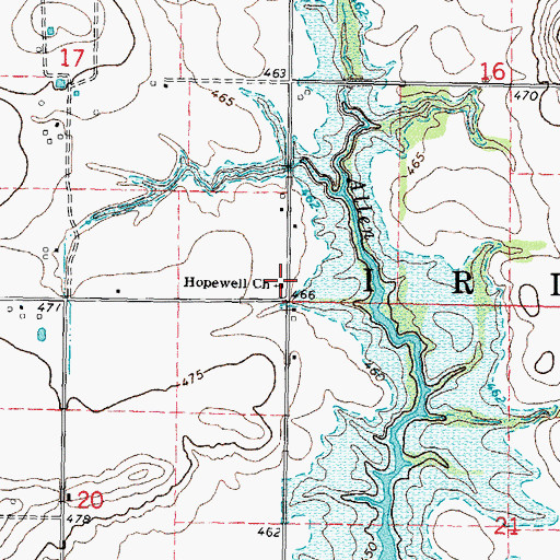 Topographic Map of Hopewell Church, IL