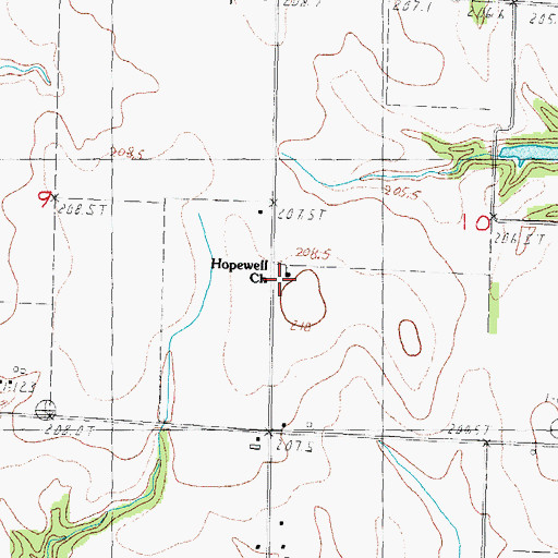 Topographic Map of Hopewell Baptist Church, IL