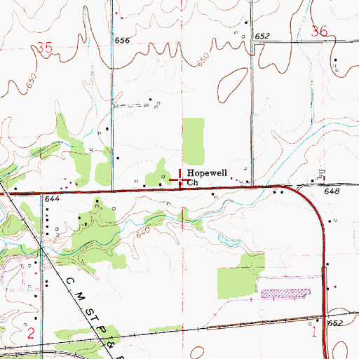 Topographic Map of Hopewell Church, IL