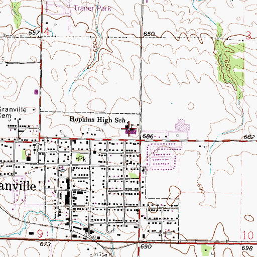 Topographic Map of Putnam County Elementary School-Hopkins Building, IL