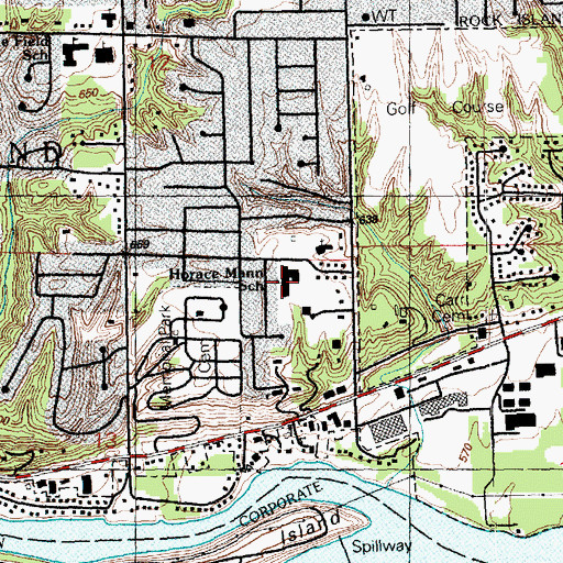 Topographic Map of Horace Mann Choice School, IL