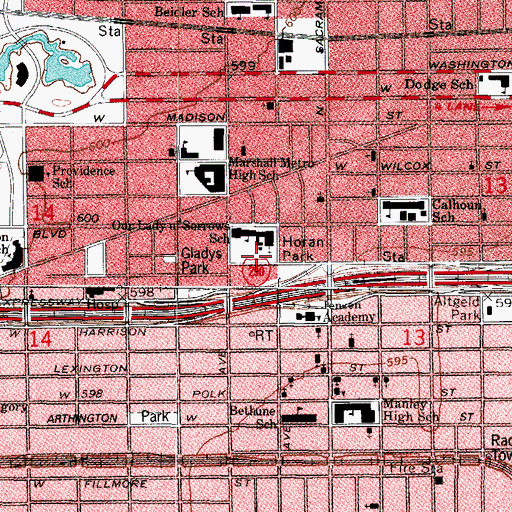 Topographic Map of Horan Park, IL