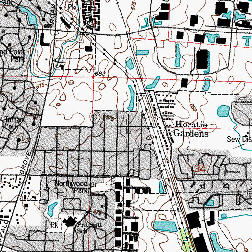 Topographic Map of Horatio Gardens, IL
