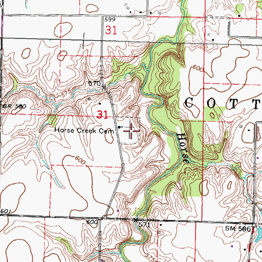 Topographic Map of Horse Creek Cemetery, IL