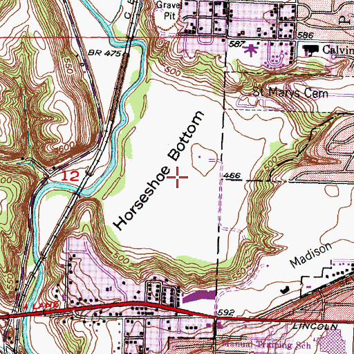 Topographic Map of Horseshoe Bottom, IL