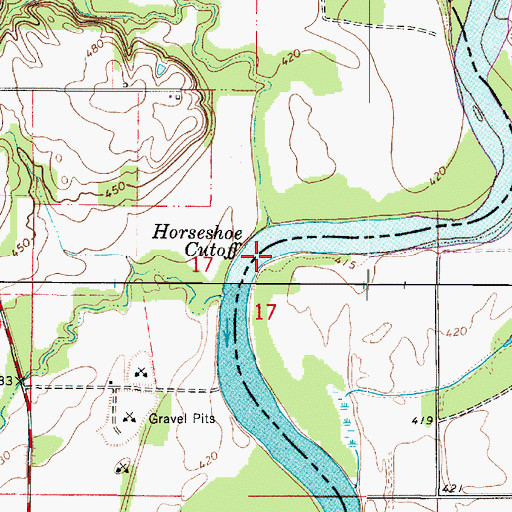 Topographic Map of Horseshoe Cutoff, IL