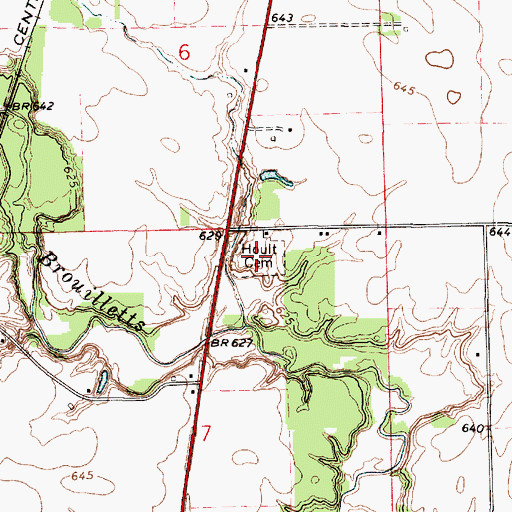 Topographic Map of Hoult Cemetery, IL