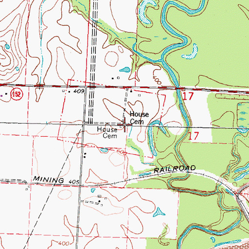 Topographic Map of House Cemetery, IL