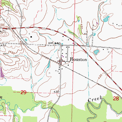 Topographic Map of Houston, IL