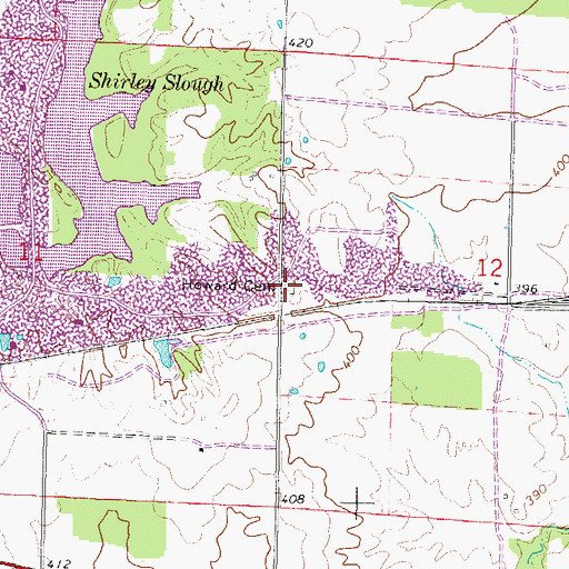 Topographic Map of Howard Cemetery, IL
