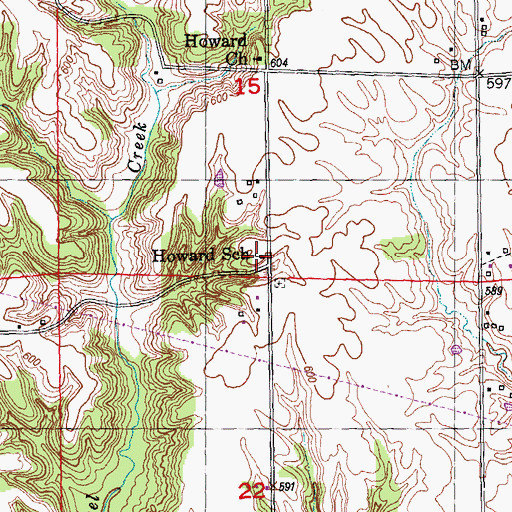 Topographic Map of Howard School (historical), IL