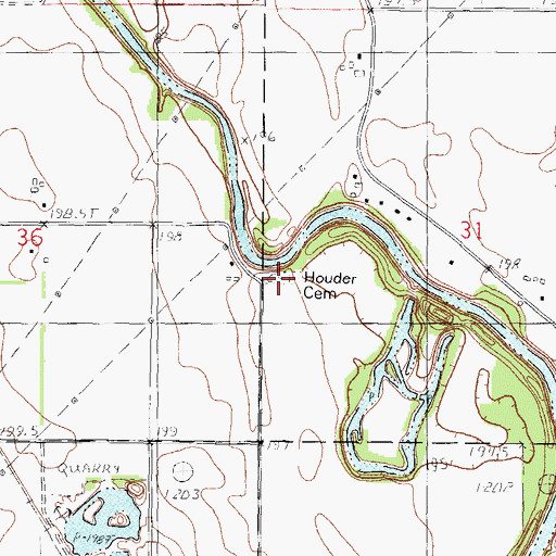 Topographic Map of Houder Cemetery, IL