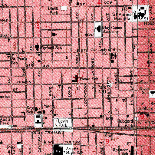 Topographic Map of Howe Elementary School, IL