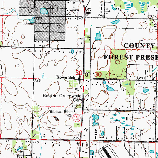 Topographic Map of Howe Elementary School, IL