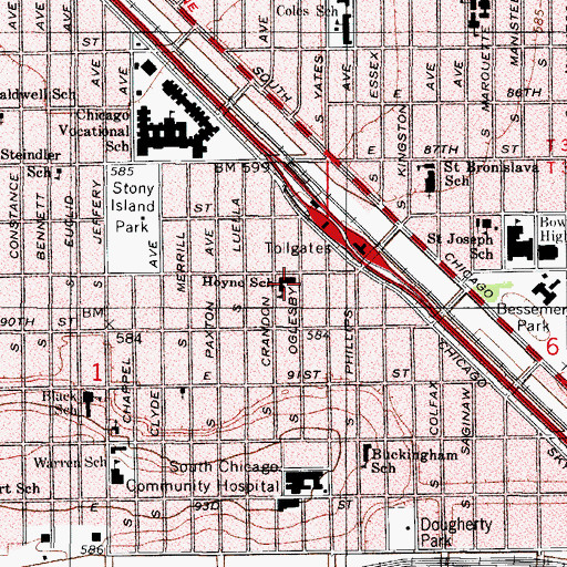 Topographic Map of Hoyne Elementary School, IL