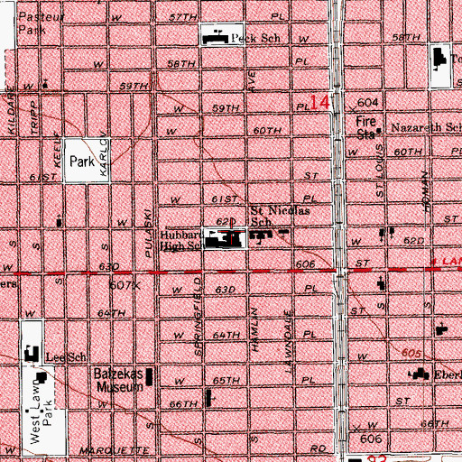 Topographic Map of Hubbard High School, IL