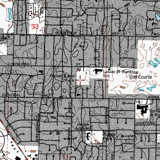 Topographic Map of Huber Lane Park, IL