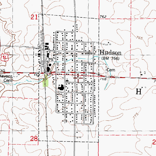 Topographic Map of Hudson, IL