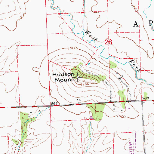 Topographic Map of Hudson Mound, IL