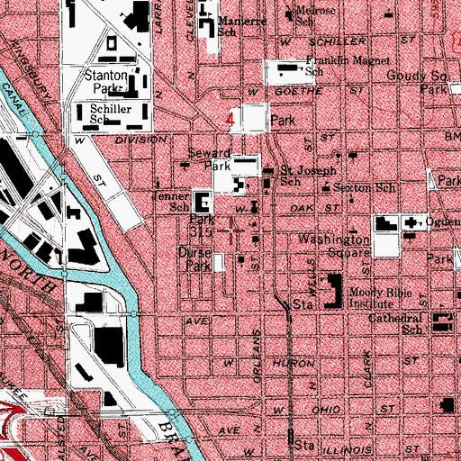 Topographic Map of Hudson Playground, IL