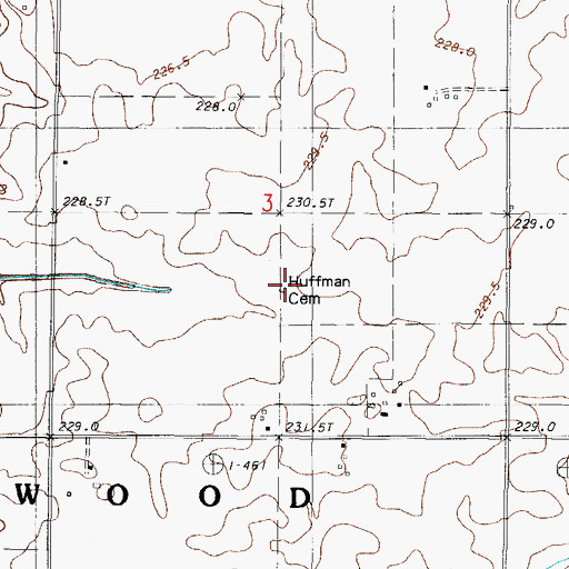 Topographic Map of Huffman Cemetery, IL