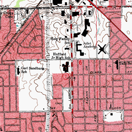 Topographic Map of Hufford Junior High School, IL