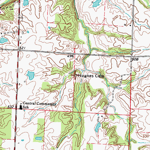 Topographic Map of Hughes Cemetery, IL