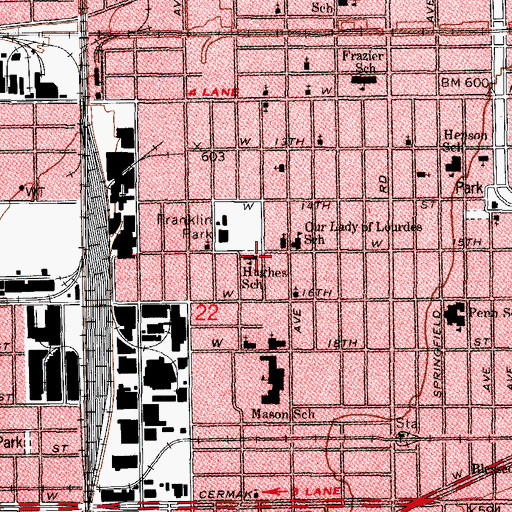 Topographic Map of Hughes Elementary School, IL