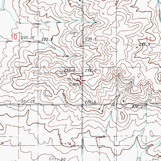 Topographic Map of Huls Cemetery, IL