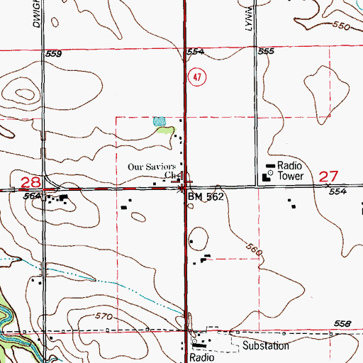 Topographic Map of Hume School, IL