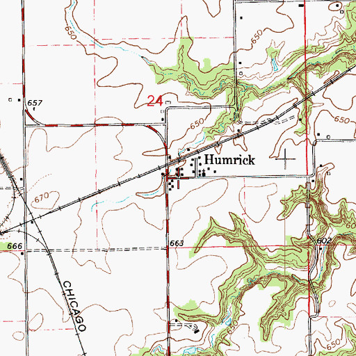 Topographic Map of Humrick, IL