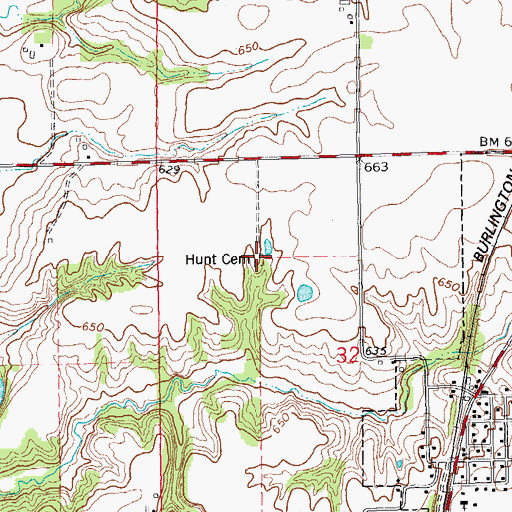 Topographic Map of Hunt Cemetery, IL