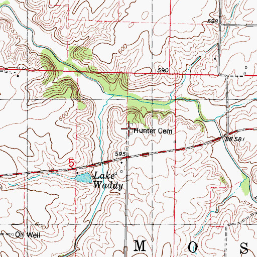 Topographic Map of Hunter Cemetery, IL