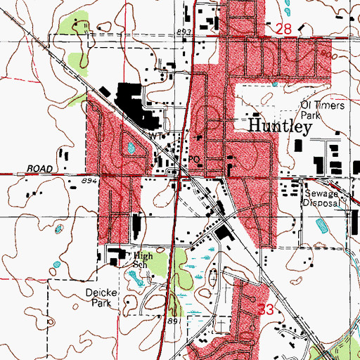 Topographic Map of Huntley, IL