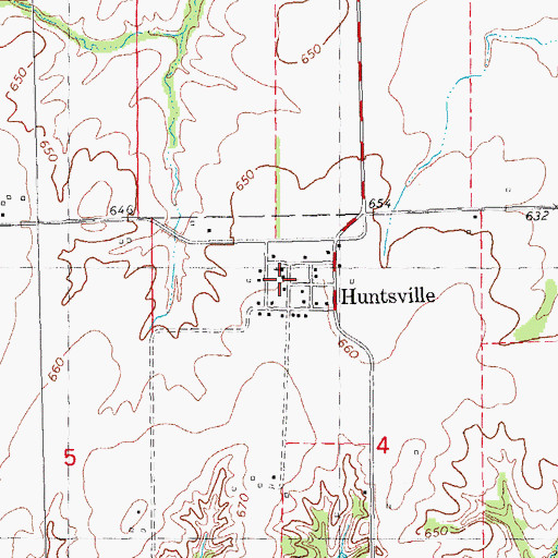 Topographic Map of Huntsville, IL