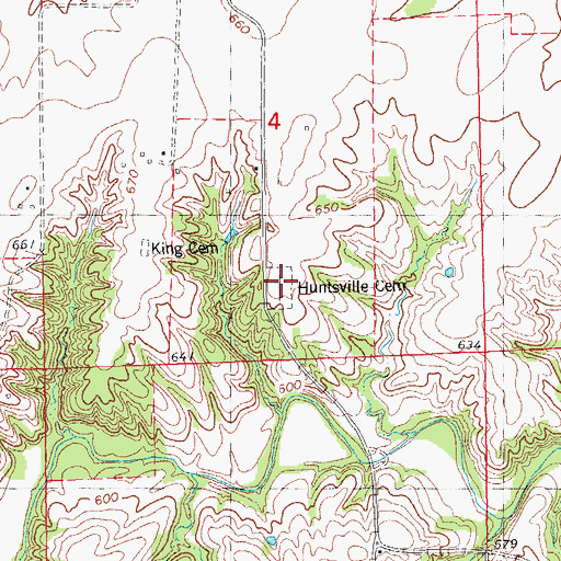 Topographic Map of Huntsville Cemetery, IL