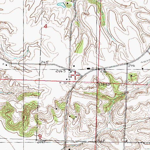 Topographic Map of Huntville School (historical), IL