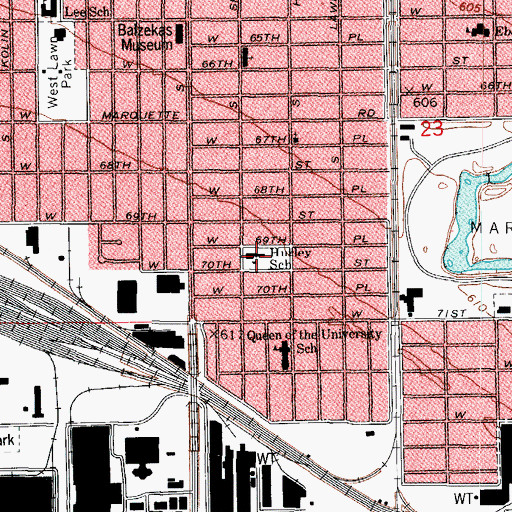 Topographic Map of Hurley Elementary School, IL