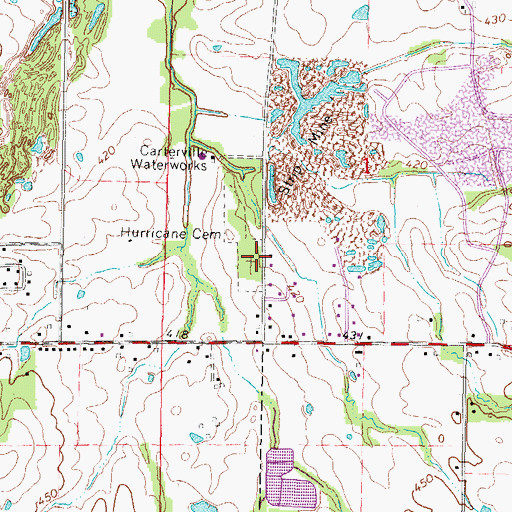 Topographic Map of Hurricane Cemetery, IL