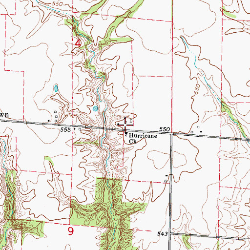 Topographic Map of Hurricane Church, IL