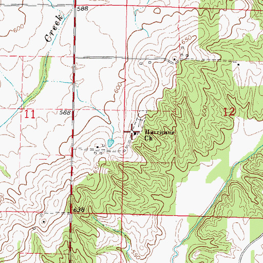 Topographic Map of Hurricane Church, IL
