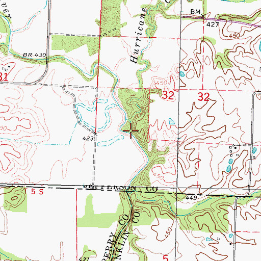 Topographic Map of Hurricane Creek, IL