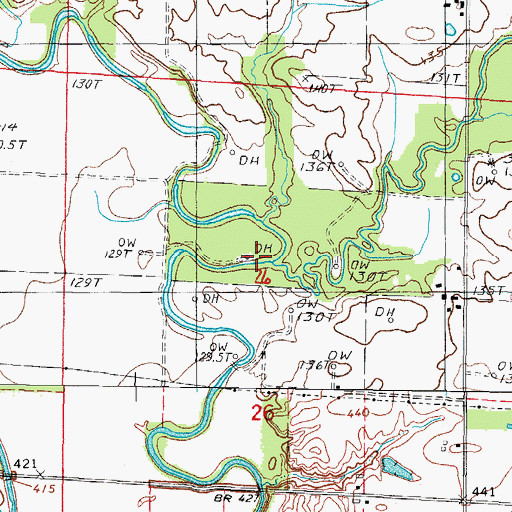 Topographic Map of Hurricane Creek, IL