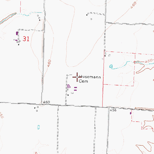 Topographic Map of Husemann Cemetery, IL