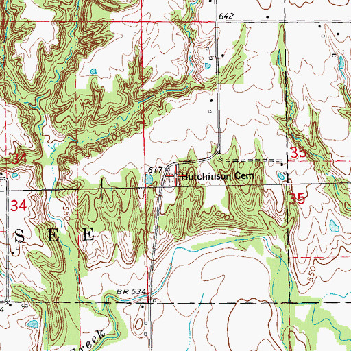 Topographic Map of Hutchinson Cemetery, IL