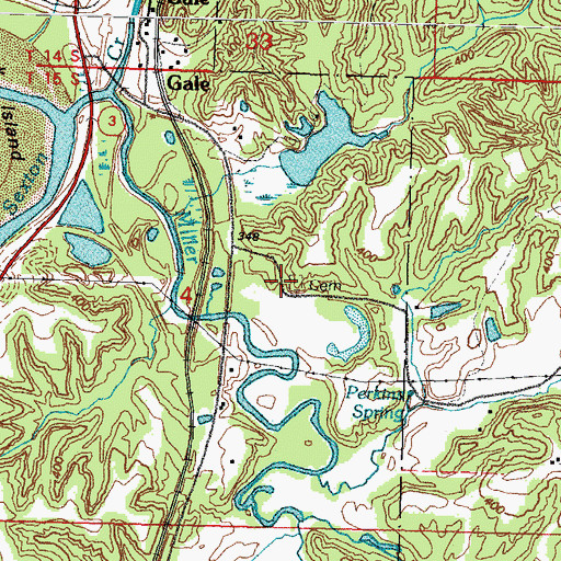 Topographic Map of Hutchison Cemetery, IL