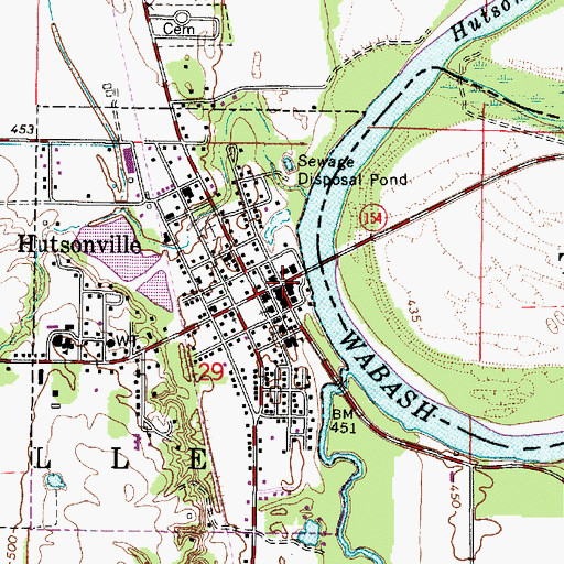 Topographic Map of Hutsonville, IL