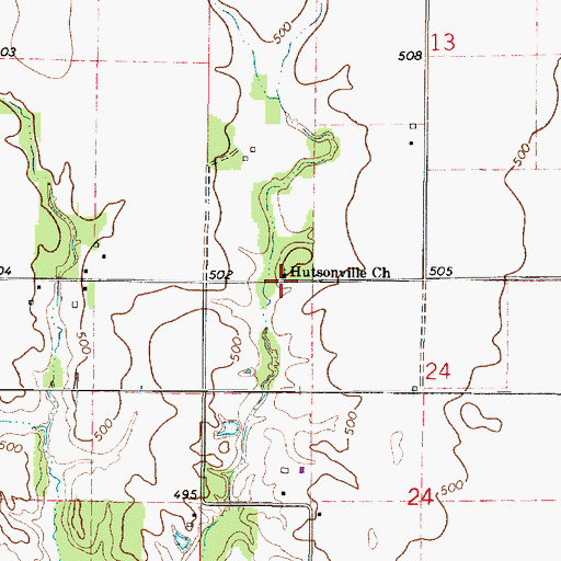 Topographic Map of Hutsonville Church, IL