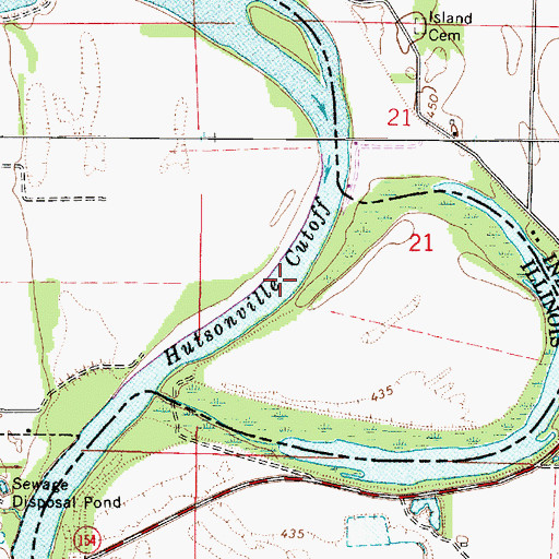 Topographic Map of Hutsonville Cut Off, IL
