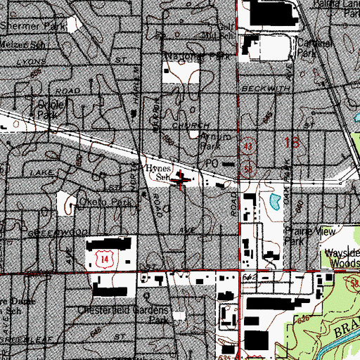 Topographic Map of Hynes Elementary School, IL
